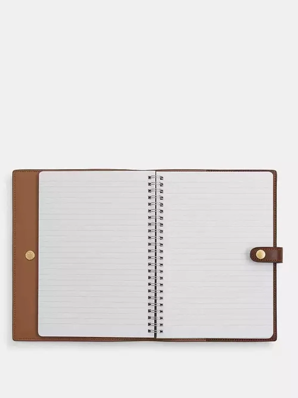 New Coach Brown Signature Canvas Planner Cover with Leather Snap